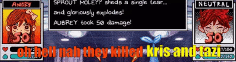 a screenshot of a video game with the words " sprout mole sheds a single tear "