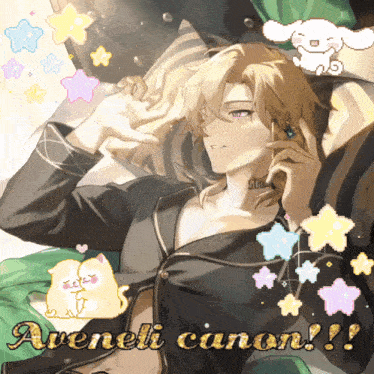 a pixel art of a man with the words aveneli canon written below him