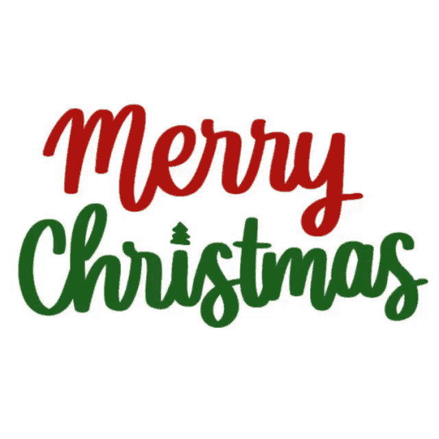 the word merry christmas is written in red and green