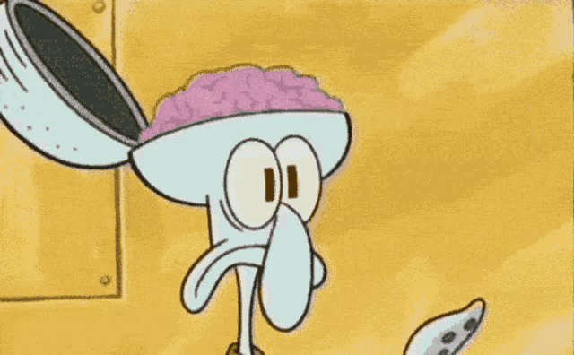 a hand is pointing at a purple brain