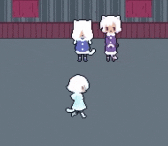 a pixel art drawing of two cats standing next to each other .