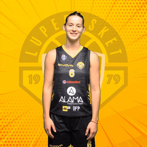 a female basketball player wearing a number 6 jersey