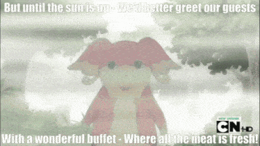 a cartoon character with the words but until the sun is up