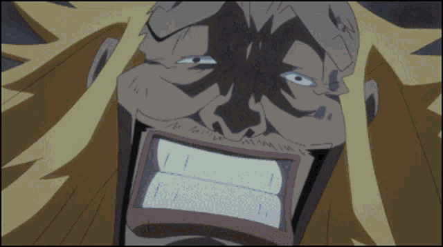 a close up of a cartoon character 's face with a big smile