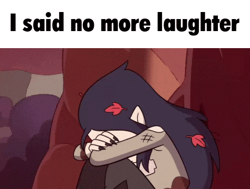 a cartoon of a girl crying with the words " i said no more laughter " below her