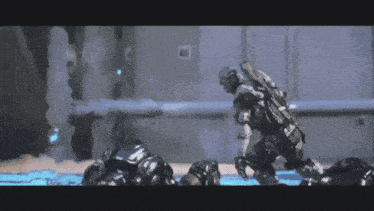 a video game scene with a soldier with the letter a on his chest