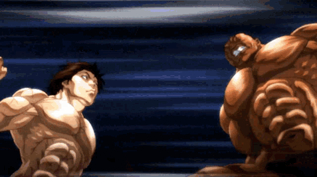 two muscular men are fighting each other in a cartoon