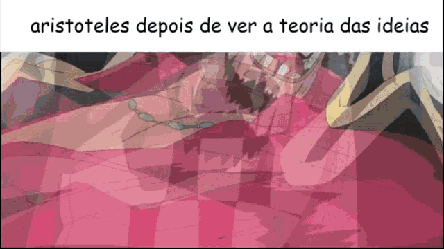 aristoteles depois de ver a teoria das ideias is written above a cartoon