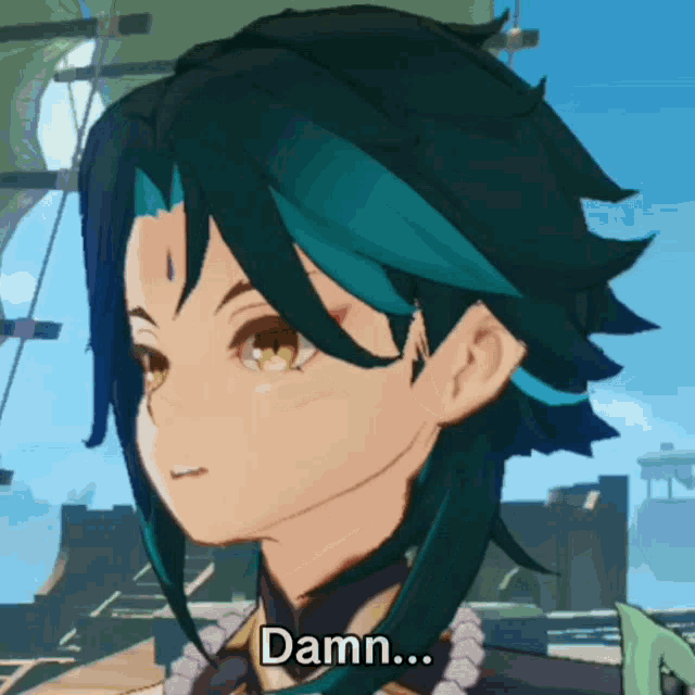 a close up of a person 's face with the word damn written below it