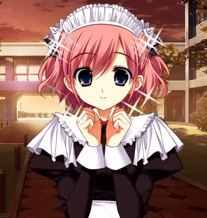a girl with pink hair wearing a maid outfit
