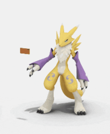 a yellow and white monster with a purple hoodie