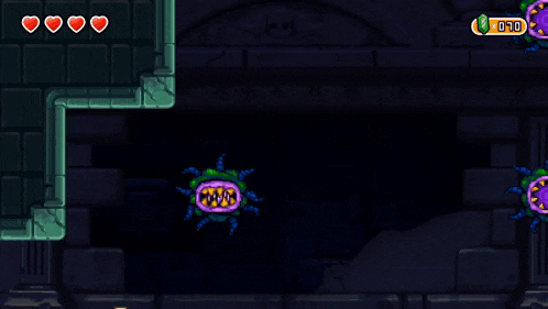 a screenshot of a video game with hearts and a coin that says ' 070 ' on it