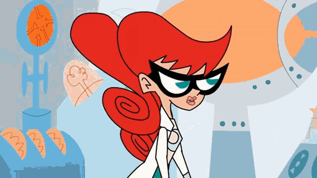 a cartoon drawing of a woman with red hair