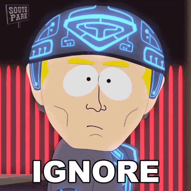 a cartoon character from south park is wearing a helmet with a diamond on it