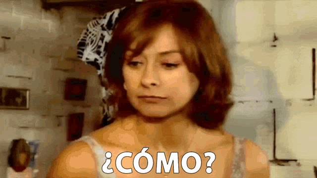 a woman in a white bra says " como " in spanish
