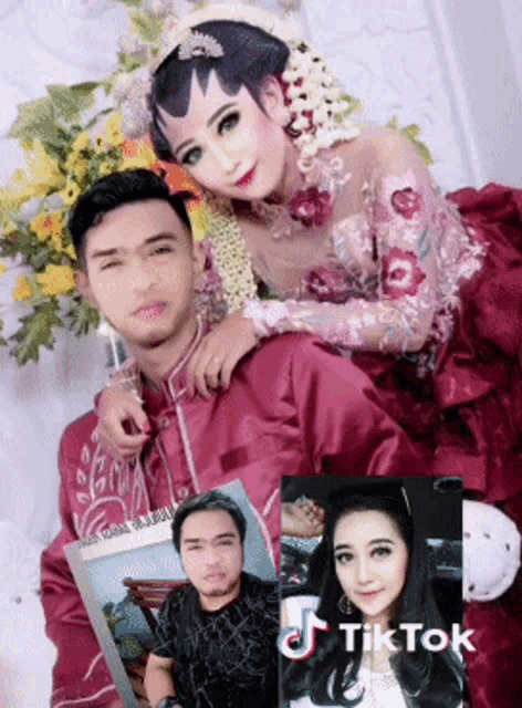 a man and a woman are posing for a picture with a tiktok watermark