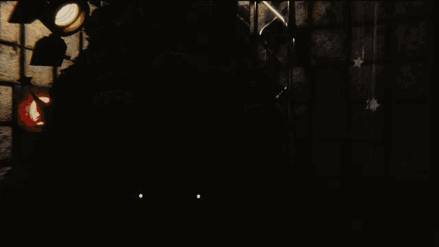 a dark room with a shadow on the floor