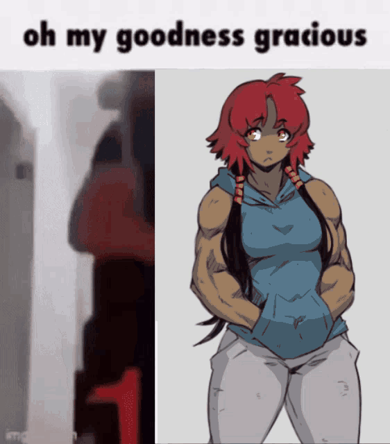 a cartoon of a girl with the words oh my goodness gracious