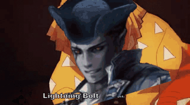 a drawing of a man with the words lightning bolt written on the bottom