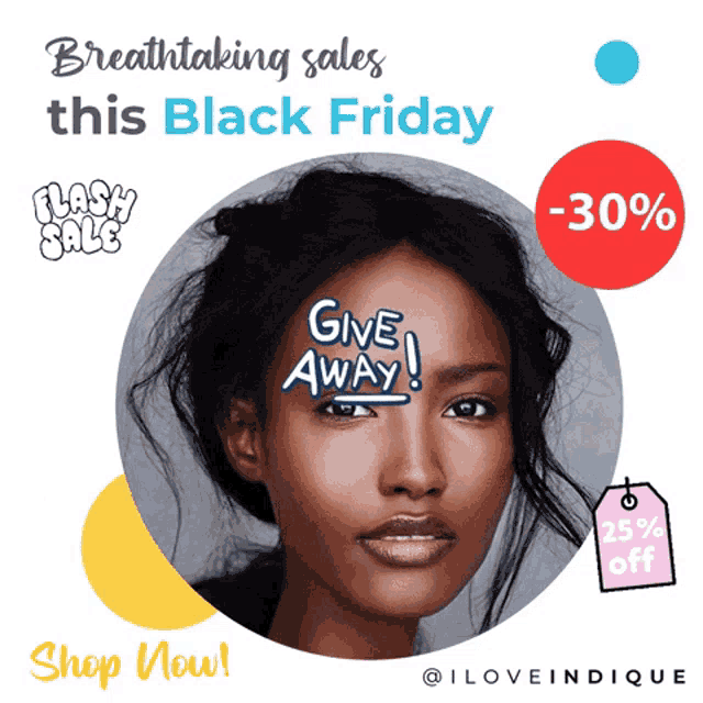 an advertisement for a black friday sale with a woman 's face on it
