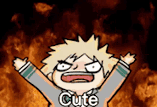 a cartoon of a boy with the word cute on his shirt .