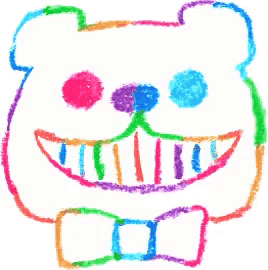 a child 's drawing of a teddy bear with a bow tie