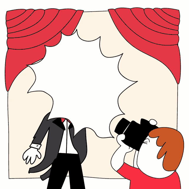 a cartoon drawing of a man in a tuxedo being photographed