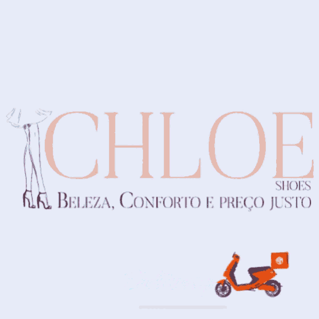 a logo for chloe shoes with an orange scooter