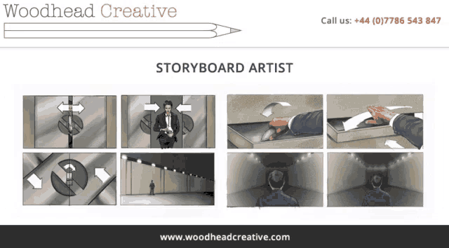 a woodhead creative storyboard artist is shown on a website