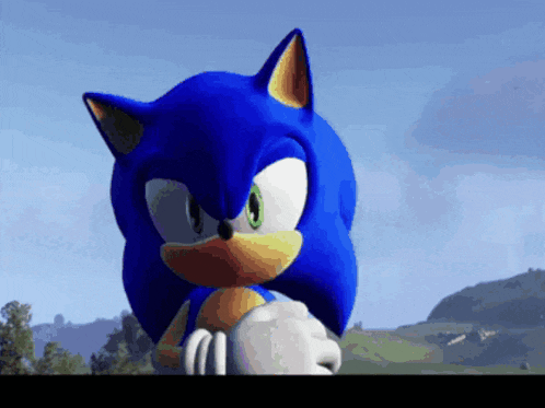 a close up of a sonic the hedgehog 's face