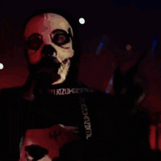 a pixelated image of a person with a skull mask