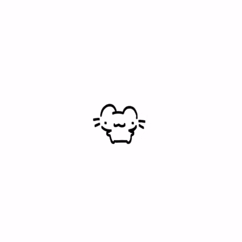 a black and white drawing of a cat with a big smile on its face on a white background .