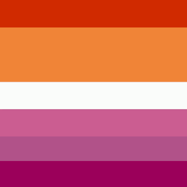 a lesbian flag with orange , purple , and white stripes .