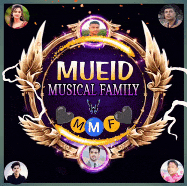 a mueid musical family logo with hearts and letters