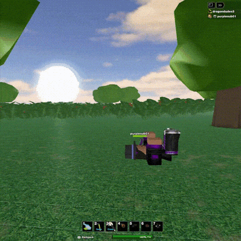 a screenshot of a video game with the name purplesub01 on the screen