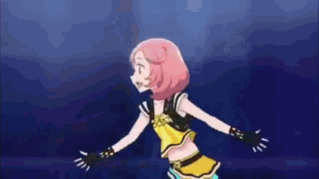 a girl in a yellow dress is falling into the water while ice skating .