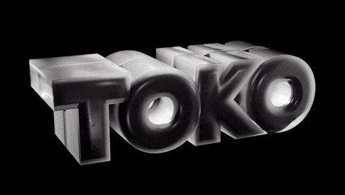 a 3d rendering of the word toko against a black background