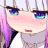 a girl with purple hair and blue eyes is making a funny face .