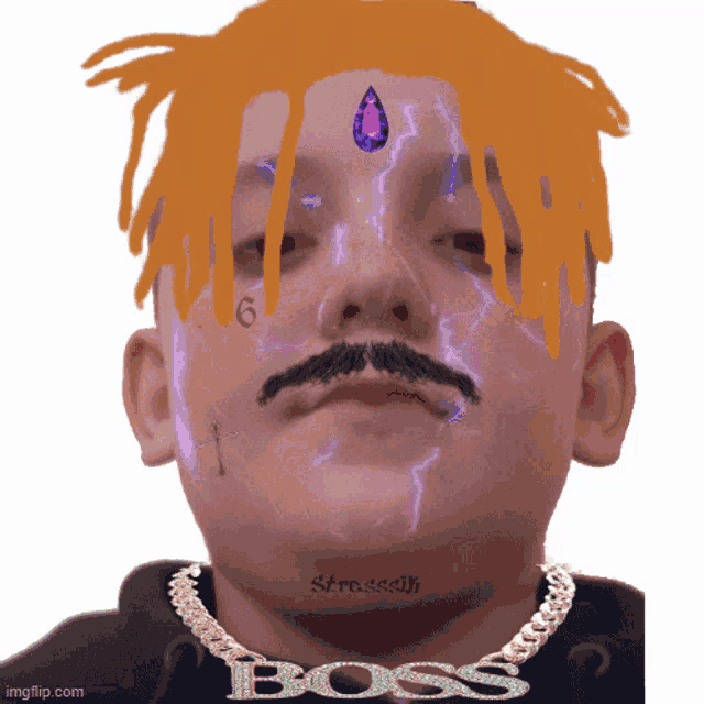 a drawing of a man with dreadlocks and a boss necklace