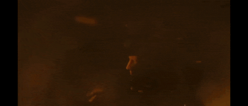 a large fire is burning in the dark and a person is standing in front of it .