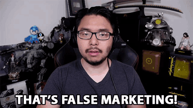 a man says that 's false marketing while wearing glasses