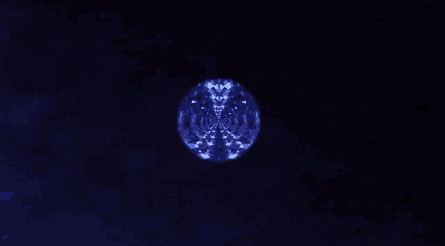 a butterfly is flying around a blue sphere