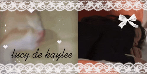 a picture of lucy de kaylee with a lace border around it
