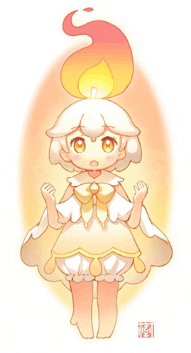 a cartoon girl with a candle on her head