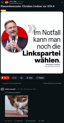 a screenshot of a facebook page with a picture of christian lindner