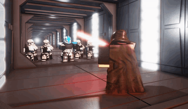 darth vader stands in front of a group of storm trooper soldiers