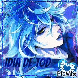 a picture of a man with blue hair and the words idia de tod