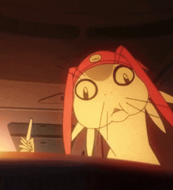 a close up of a cartoon character with red hair and a hat with the letter b on it