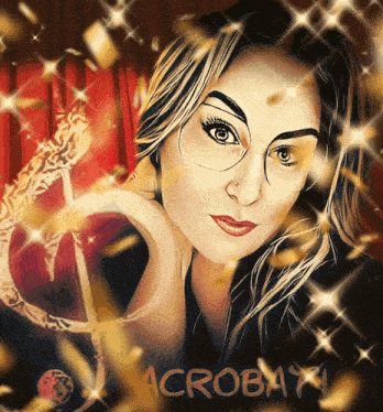 a painting of a woman with the word acroba on the bottom right