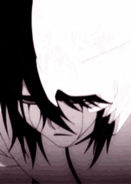 a black and white drawing of a person 's face with a white background .